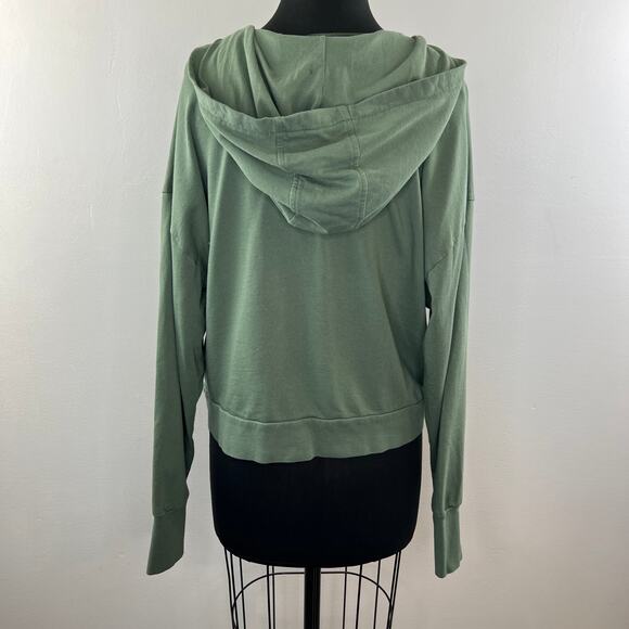 Sweaty Betty Green Hoodie V-Neck Long Sleeve Fleece Pullover Size L Large - Picture 6 of 10